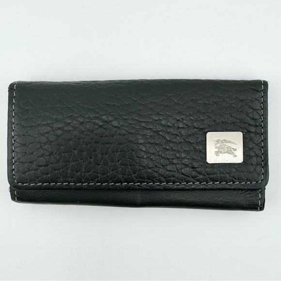 Burberry Accessories - EUC Burberry Black Leather Key / Card Holder with Silver Hardware Nova check